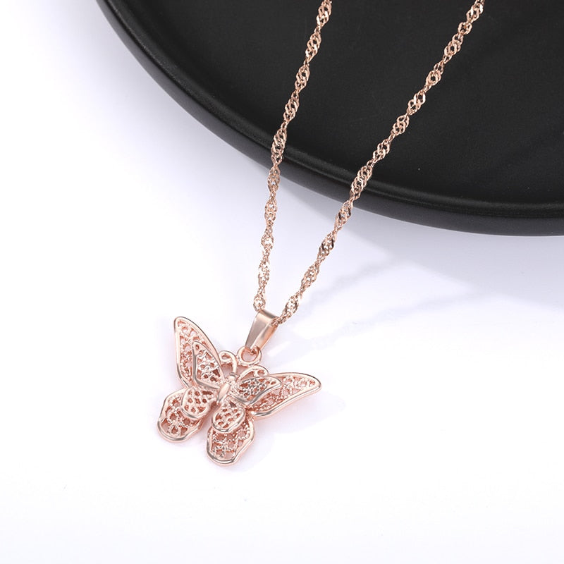 rose gold butterfly necklace