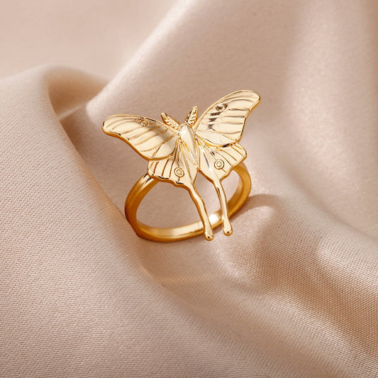 gold moth ring
