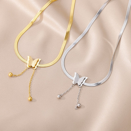 gold and silver butterfly choker necklaces