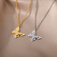 gold and silver butterfly necklace